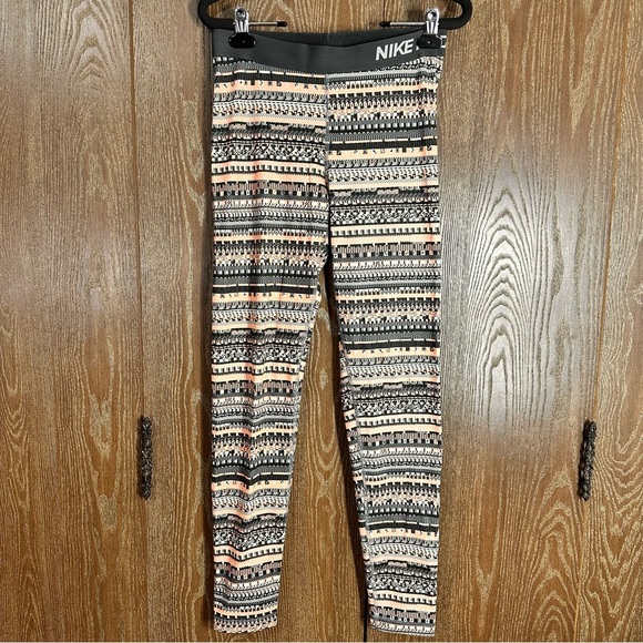 Nike Pants - Nike Pro Women's Geometric Leggings Sz L Hyperwarm Dri Fit Compression Athletic